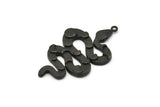Black Snake Pendant, Oxidized Black Brass Snake And Moon Phases Pendant With 1 Loop, Charms, Findings (47x27x3mm) N1605 S1170
