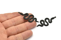 Black Snake Pendant, 2 Oxidized Black Brass Snake Pendants With 1 Loop, Charms, Findings (47x20x2.3mm) N1596 S1211