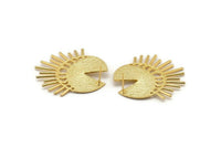 Gold Moon Earring, 2 Textured Gold Plated Brass Plated Brass Moon Phases Stud Earrings (39x41x1mm) N1014 Q0959