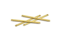 Diy Gift For Her, 60 Raw Brass Bar Connectors with 2 Holes (55x3x1mm) BRC 148--A0825