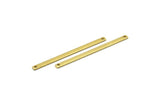 Diy Gift For Her, 60 Raw Brass Bar Connectors with 2 Holes (55x3x1mm) BRC 148--A0825