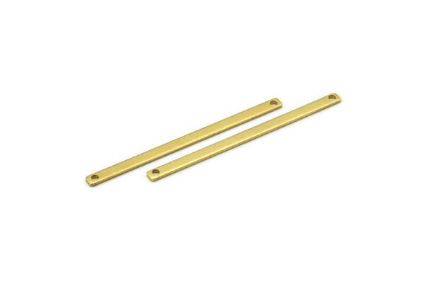 Diy Gift For Her, 60 Raw Brass Bar Connectors with 2 Holes (55x3x1mm) BRC 148--A0825