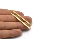 Diy Gift For Her, 60 Raw Brass Bar Connectors with 2 Holes (55x3x1mm) BRC 148--A0825