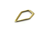 Diamond Brass Connector, 20 Raw Brass Textured Diamond Findings  (27x15mm)   D0328--D0324