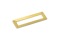 Brass Rectangle Ring, 12 Raw Brass Rectangles With 4 Holes, Open Rectangle Connectors (50x17x0.70mm) C003