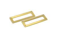 Brass Rectangle Ring, 12 Raw Brass Rectangles With 4 Holes, Open Rectangle Connectors (50x17x0.70mm) C003