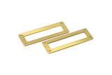 Brass Rectangle Ring, 12 Raw Brass Rectangles With 4 Holes, Open Rectangle Connectors (50x17x0.70mm) C003