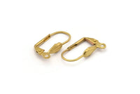 Leverback Earring Findings, 40 Raw Brass Leverback Earring Findings With Shell (18.5x10mm) BS 1103--A0929