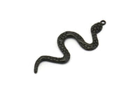 Black Snake Pendant, 2 Oxidized Black Brass Snake Pendants With 1 Loop, Charms, Findings (49x17x2.8mm) N1602 S825
