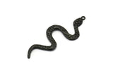 Black Snake Pendant, 2 Oxidized Black Brass Snake Pendants With 1 Loop, Charms, Findings (49x17x2.8mm) N1602 S825
