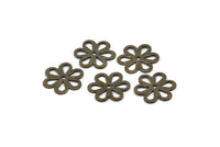 Brass Flower Charms, 50 Antique Brass Filigree Flower Connector Charms (12mm) K160