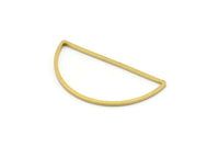 Brass Half Moon, 24 Raw Brass Semi Circle Connectors (15x30x0.80mm) D1280