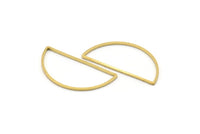 Brass Half Moon, 24 Raw Brass Semi Circle Connectors (15x30x0.80mm) D1280
