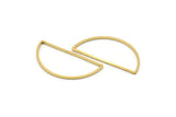Brass Half Moon, 24 Raw Brass Semi Circle Connectors (15x30x0.80mm) D1280