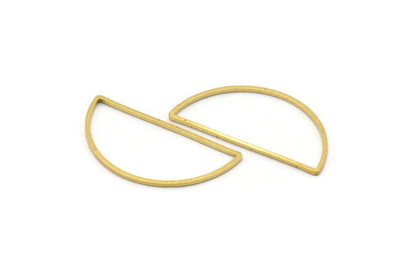 Brass Half Moon, 24 Raw Brass Semi Circle Connectors (15x30x0.80mm) D1280