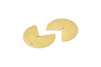 Brass Geometric Charm, 24 Textured Raw Brass Pizza Slice Charms With 2 Holes, Pendants, Connectors (20x17x0.50mm) D1090