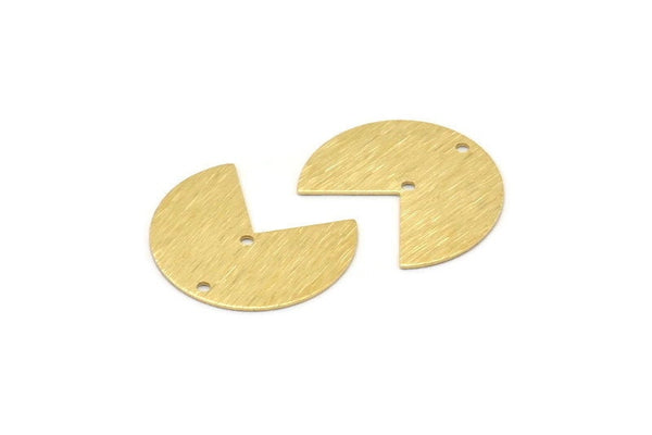 Brass Geometric Charm, 24 Textured Raw Brass Pizza Slice Charms With 2 Holes, Pendants, Connectors (20x17x0.50mm) D1090