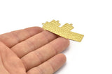 Brass Necklace Bar, 12 Hammered Raw Brass Rectangle Stamping Blanks With 1 Loop, Earrings, Pendants, Charms (35x12x0.60mm) D850