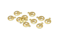 Brass Peace Charm, 50 Raw Brass Peace Sign Charms (10mm) A0233