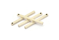 Silver Bar Pendant, 6 Antique Silver Plated Bars With 1 Hole, Necklace, Earring Findings (3x3x40mm) D0243 H1153