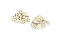 Silver Monstera Charm, 12 Antique Silver Plated Monstera Leaf Charms With 1 Loop, Pendants, Earrings, Findings (21x22x0.5mm) D0706 H0791