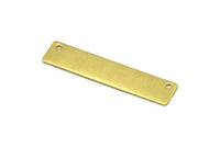 Brass Rectangle Bar, 12 Raw Brass Rectangle Stamping Blanks With 2 Holes, Connectors (43x9x0.80mm) D0320