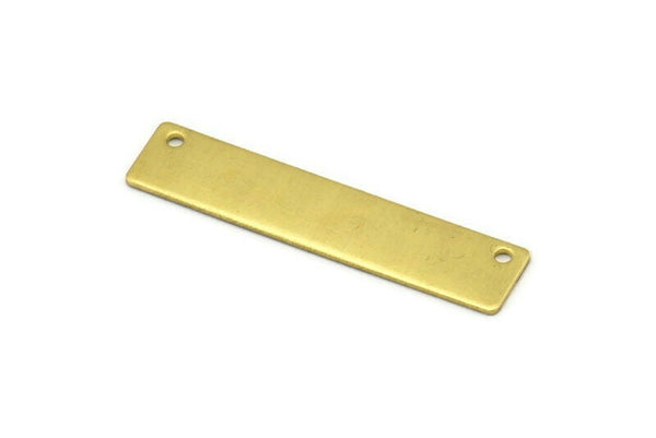 Brass Rectangle Bar, 12 Raw Brass Rectangle Stamping Blanks With 2 Holes, Connectors (43x9x0.80mm) D0320