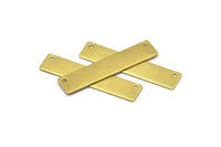 Brass Rectangle Bar, 12 Raw Brass Rectangle Stamping Blanks With 2 Holes, Connectors (43x9x0.80mm) D0320