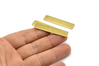 Brass Rectangle Bar, 12 Raw Brass Rectangle Stamping Blanks With 2 Holes, Connectors (43x9x0.80mm) D0320