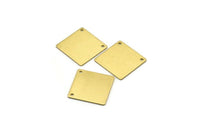 Brass Stamping Blank, 10 Raw Brass Square Stamping Blank Charms with 2 Holes (20x0.80mm)   D0262--Y016