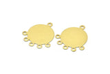 Brass Round Charm, 25 Raw Brass Round Charms With 6 Loops, Earrings, Pendants, Findings (23x20x0.60mm) Y176