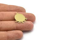 Brass Round Charm, 25 Raw Brass Round Charms With 6 Loops, Earrings, Pendants, Findings (23x20x0.60mm) Y176