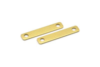 Brass Rectangle Bar, 12 Raw Brass Rectangle Stamping Blanks with 2 Holes, Necklace Pendant (33x6x0.80mm)   D0264--Y015