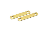 Brass Rectangle Bar, 12 Raw Brass Rectangle Stamping Blanks with 2 Holes, Necklace Pendant (33x6x0.80mm)   D0264--Y015