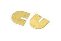 Brass Geometric Charm, 24 Raw Brass Textured U Shaped Pendants With 3 Holes, Charms, Pendants, Findings (16x17x0.50mm) D0586