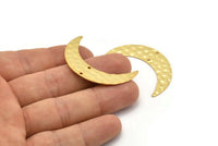 Gold Moon Charm, 2 Hammered Gold Plated Brass Horn Charms With 2 Holes, Findings, Connectors (42x10x0.80mm) D1088 Q0939