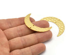Gold Moon Charm, 2 Hammered Gold Plated Brass Horn Charms With 2 Holes, Findings, Connectors (42x10x0.80mm) D1088 Q0939
