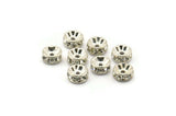 16 Vintage Silver Swarovski Rondelle Beads  ( 6x3 Mm ) Sr58  Y282
