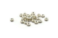 16 Vintage Silver Swarovski Rondelle Beads  ( 6x3 Mm ) Sr58  Y282