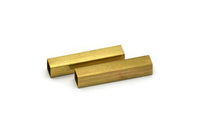 Geometric Tube Bead, 12 Square Raw Brass Tubes (32x6x6mm) Sq06 Brc281