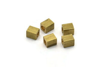 15 Raw Brass Square Cube Beads, End Caps (6x5mm) A0684