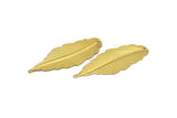 Brass Necklace Leaf, 6 Raw Brass Leaf Pendant With 2 Holes (59x23mm) D0064--c030