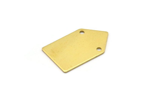 Brass Stamping Blank,12 Raw Brass House Shape Stamping Blanks With 2 Holes (25x15x0.80mm) D0316--c059