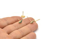 Gold Heart Earring, 4 Gold Plated Brass Heart Stud Earrings (8x5mm) SY0192