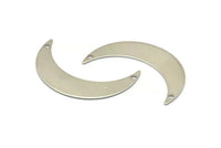 Steel Moon Charm, 12 Stainless Steel Moon Charms With 2 Holes, Crescent Moon (35x9x0.60mm) M02459