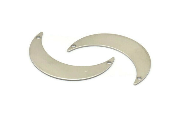 Steel Moon Charm, 12 Stainless Steel Moon Charms With 2 Holes, Crescent Moon (35x9x0.60mm) M02459