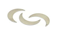 Steel Moon Charm, 12 Stainless Steel Moon Charms With 2 Holes, Crescent Moon (35x9x0.60mm) M02459