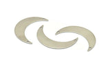 Steel Moon Charm, 12 Stainless Steel Moon Charms With 2 Holes, Crescent Moon (35x9x0.60mm) M02459
