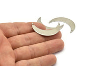 Steel Moon Charm, 12 Stainless Steel Moon Charms With 2 Holes, Crescent Moon (35x9x0.60mm) M02459