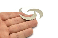 Steel Moon Charm, 12 Stainless Steel Moon Charms With 2 Holes, Crescent Moon (35x9x0.60mm) M02460